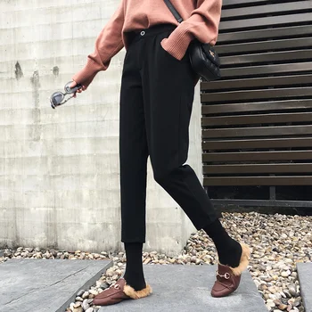 

High Waist Casual Ladies Pant Working Exercise Stretch Trousers New Fashion Elastic Fashionable New Wide Leg Cotton Pant KK60KZ