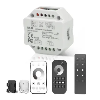 

LED Dimmer 100-240V AC Wireless RF Dimmable Push Switch with 2.4G Remote Controller for Single Color LED Bulb Lamps