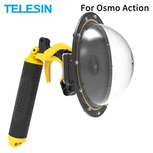 Telesin 6 dome dome dome porta 30m à prova dwaterproof água caso da habitação de mergulho com flutuante punho gatilho para osmo ação câmera lente acessórios