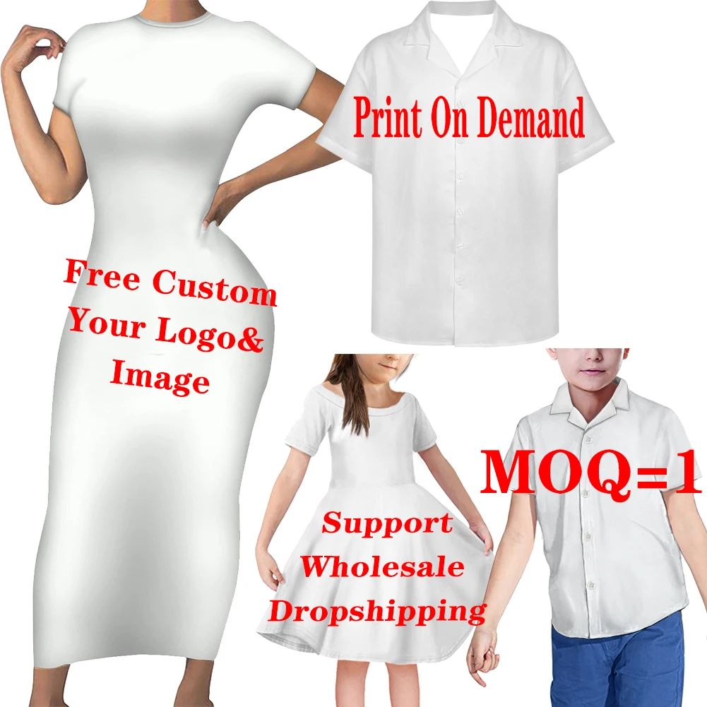 HYCOOL Print On Demand Custom Logo Hawaiian Casual Couples Matching Outifts Sister Brother Clothes Photoshoot Family Set | Мать и ребенок