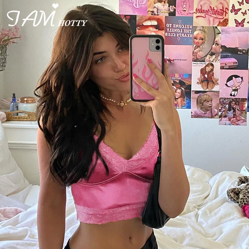 Женский кружевной топ Iamhotty в стиле 90-х Харадзюку | Женская одежда