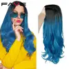 FAVE Wavy Black Blue Synthetic Wig For Women Heat Resistant Long Cosplay Ombre Pink Red Green Red Purple Burgundy Blonde Hair ► Photo 2/6