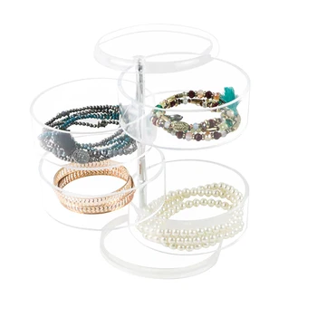 

4 Layers Transparent Jewelry Storage Box Acrylic Clear 360 Degree Rotation Cosmetic Organizer Case