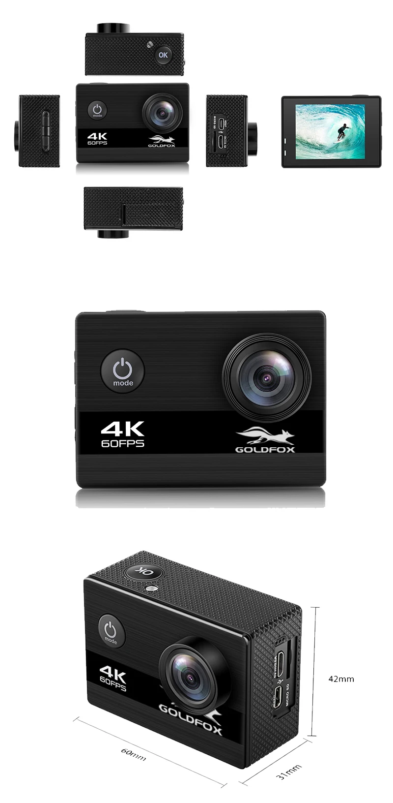 4K камера Wifi HD 1080P 2," дисплей 170 широкоугольная Водонепроницаемая камера go 30m pro видео Экшн камера велосипедный шлем Спорт DV