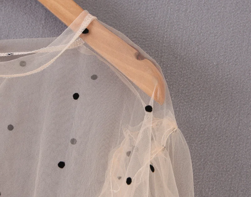 Модная женская рубашка Za,, блузка в горошек, прозрачные рукава-фонарики, прозрачные, сексуальные, стильные, модные топы, блузы, топы