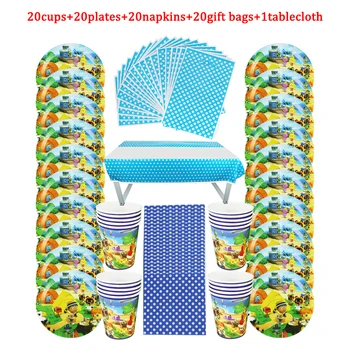 

81Pcs Animal Crossing Disposable Tableware Kids Birthday Party Paper Plate+Cup+Napkin+Candy Gift Bag+Tablecloth Supplies