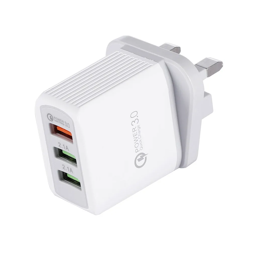 Универсальное зарядное устройство для телефона с 3 портами, 18 Вт, дорожное зарядное устройство QC 3,0, быстрая зарядка, настенное зарядное устройство с разъемом USB для Великобритании, США, ЕС, зарядное устройство s#5