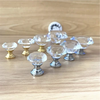 

LCH 20mm Cut Diamond Crystal Knob Transparent Diamond Crystal Knob Kitchen Hardware Cabinet Handle Gift Jewelry box Tiny Knob