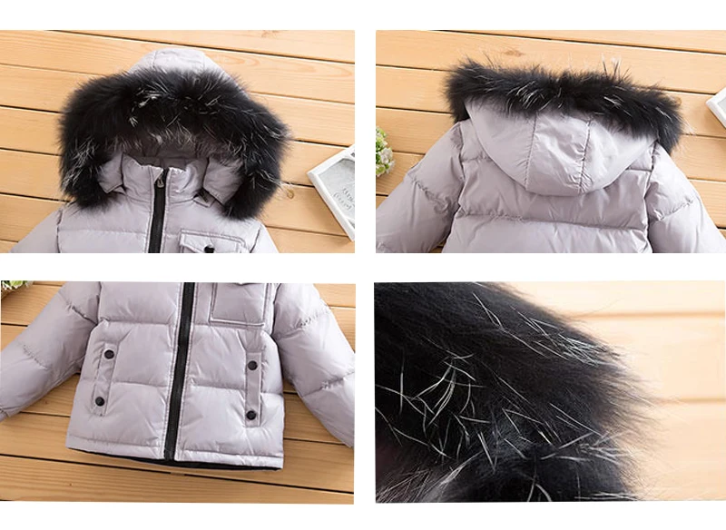 Comprar Niños 90% pato blanco abajo ropa de nieve cálida ropa de abrigo chaquetas de invierno abrigos 2019 nuevo bebé Parka niñas gran naturaleza piel Sudadera con capucha