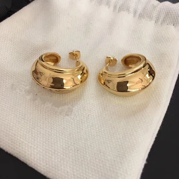 

Chunky thick gold stud hoop earrings for women C shape earrings Machete crescent moon fashion 2020