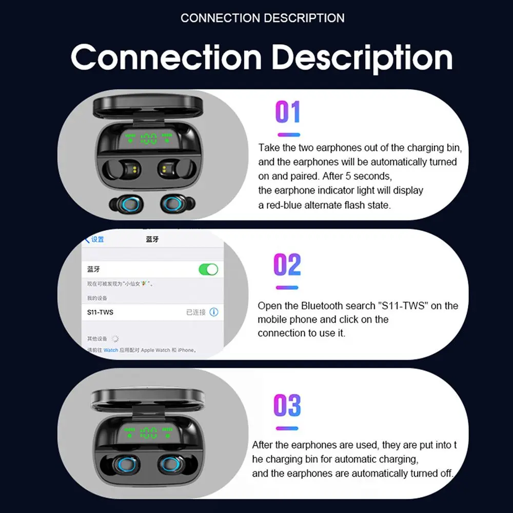 LEORY, беспроводные bluetooth 5,0 наушники, мини TWS 9D, стерео, HD, вызов, наушники, Smart Touch, светодиодный, для спорта, портативная гарнитура с микрофоном