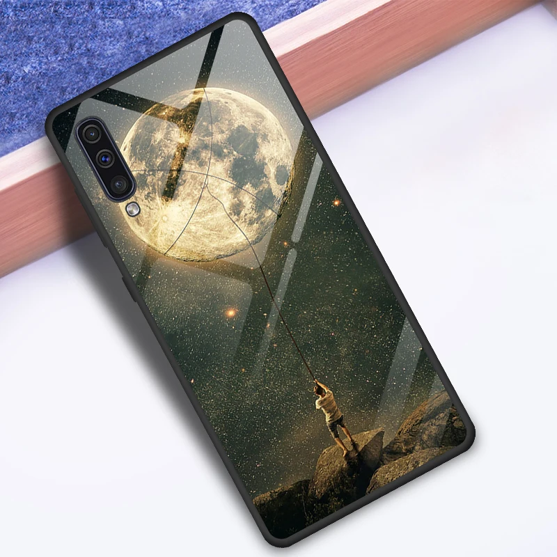 Для samsung A50 чехол для пары любовь сердце печатных закаленное стекло чехол для samsung Galaxy A10 A20 A30 A50 A70 Note 10 Plus Pro - Цвет: 12