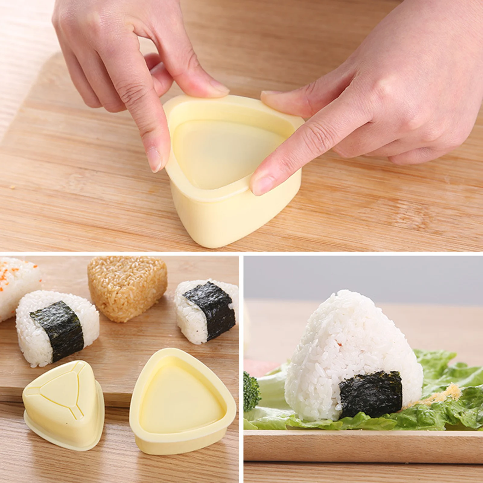 4PCS/Set DIY Sushi Mold Onigiri Rice Ball Food Press Transparent Triangular  Sushi Maker Mold Sushi Kit Kitchen Bento Accessorie