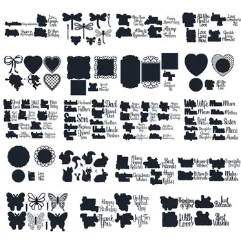 

"Christmas Wishes" Words Butterflies And Dragonfly Metal Cutting Die Stencils for DIY Scrapbooking album Decorative Paper Cards