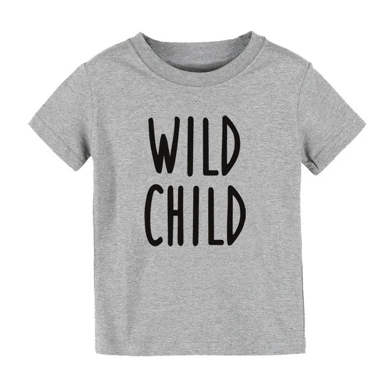 Wild Child/Детские летние повседневные топы с буквенным принтом для мальчиков и девочек, футболка модные крутые детские топы, футболки, хлопковая Футболка для малышей