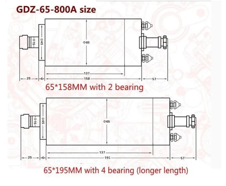 800W spindle motor size