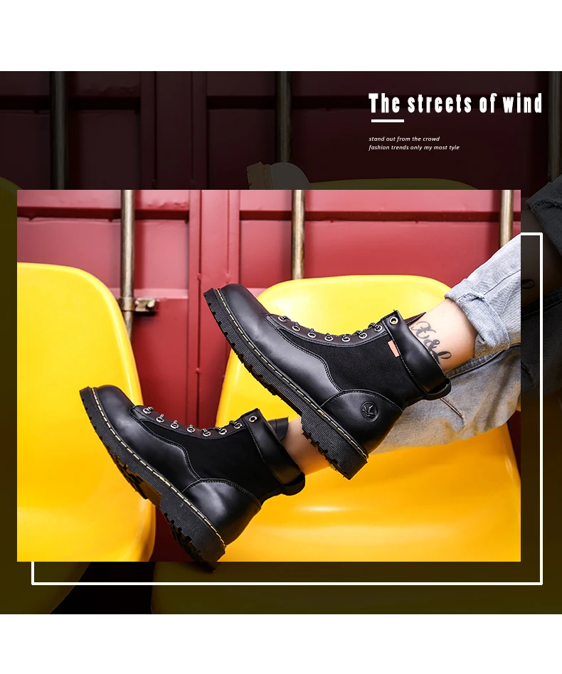 Men anti-slip breathable ankle boots waterproof high street fashion doc martens boots black grey brown lace up round-toe motorcycle boots soft comfortable work shoes safety (15)