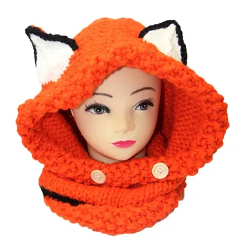 

Warm Hat Hat Cowl Fox Baby Child Scarf Winter Autumn Knitted