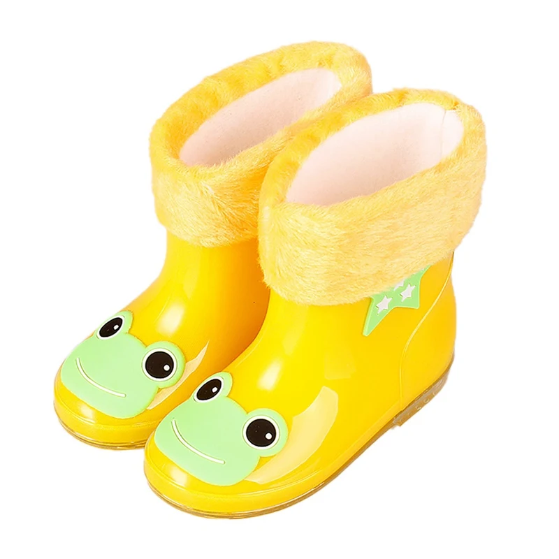 Kids Rain Boots Shoes Anti skid Plus Velvet For Girl Boy Infant Baby