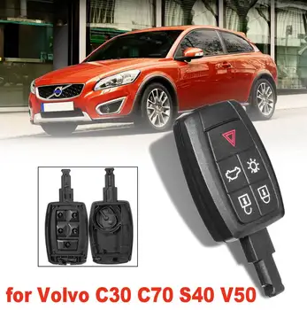 

5 Buttons Trunk Emergency Light Black Car Remote Key Fob Shell Case Replacement For Volvo C30 C70 S40 V50 2008 2009 2010 2011