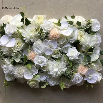 

TONGFENG white 10pcs/lot Artificial silk rose peony 3D flower wall panel wedding backdrop decoration flower runner wedding