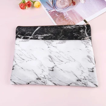 

1X Marble Makeup Cosmetic Bag Box Zipper Toiletry School Pen Pencil Brushes Case