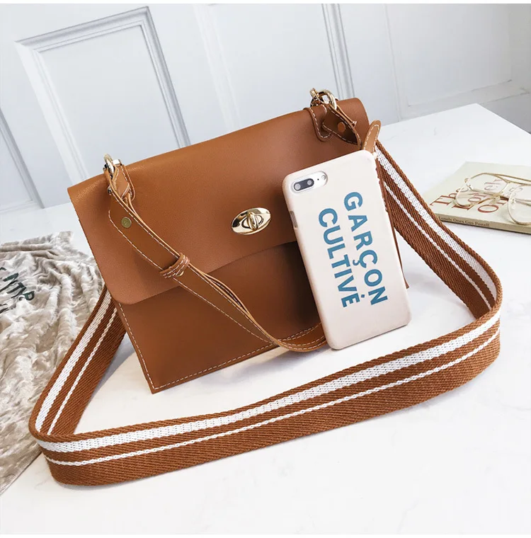 2019 Woman Briefcase Bag Leather Handbags Ladies Vintage PU Shoulder Bag Crossbody Satchels Office Document Bag Wide strap Purse (7)