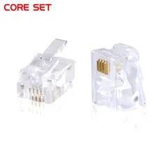 20/10pcs RJ11 6P4C Conector Modular Plug Conector de Rede Cabeça de Cristal Banhados