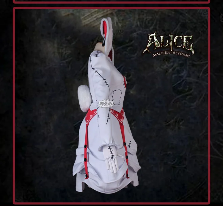 Alice: Madness Returns Rabbit Alice модное платье лолиты форма уши кролика косплей костюм белое платье костюмы на Хэллоуин для