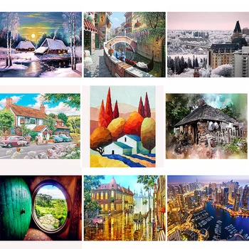 

DIY Diamond Painting Full Drill Square the view of the city Picture Ever Moment Diamond Embroidery Decorations for Living Room