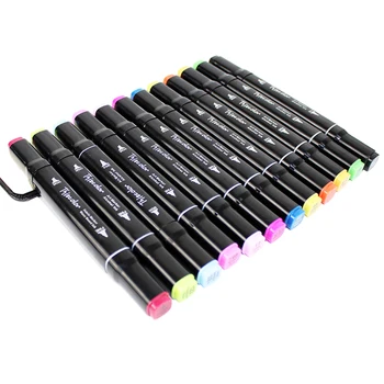 

12 Pcs Water Mark Pen 12 Colored Double Headed Fine and Broad Pen Art Marker Stationery for Students School Office