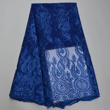

2020 New arrival African Tulle Lace fabric with beads cord lace fabric Nigerian brocade Lace fabric for wedding Dresses 5Yards