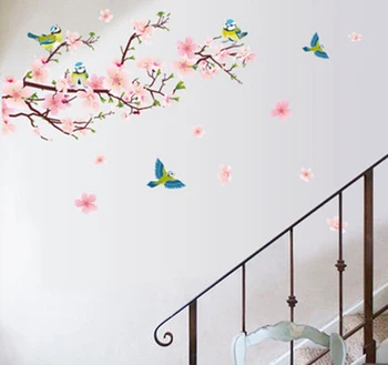

Sakura Wall Stickers Decal Bedroom Living room DIY Flower Removable PVC Art wallpaper Beautiful home decorations Stickers Decals