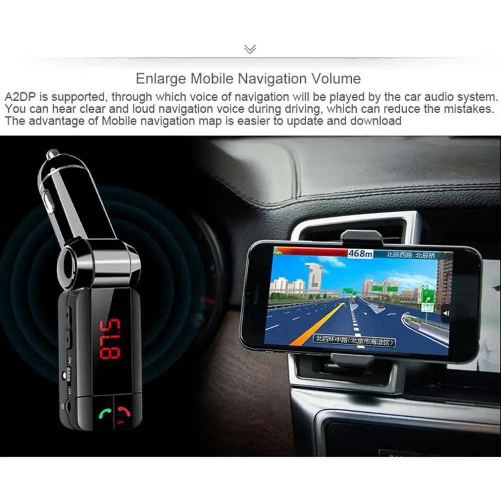 BC06S автомобильный Bluetooth автомобильный fm-передатчик Автомобильный MP3 двойной USB Автомобильное зарядное устройство Bluetooth плеер