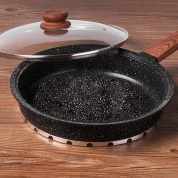 

Human body Mechanics Wood Grain Handle/No coating/Evenly heated/No oil fumes /non-stick pan / Energy saving/Easy to clean/281120