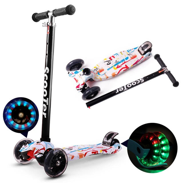 Patinete electrico plegable 100w scooter luces led ideal niños niñas 2  colores