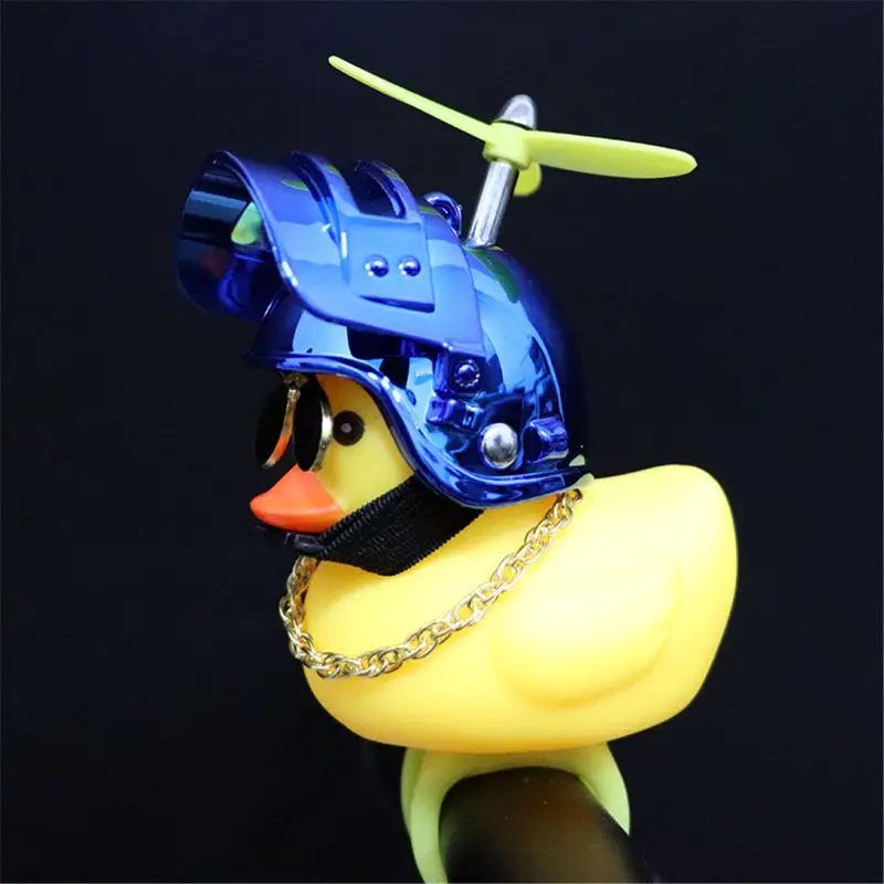 Rubber Duck Toy Car Ornaments Yellow Duck with Propeller Helmet Car Dashboard Decor Squeaking Glowing Duck Toys for Adults Kids 12