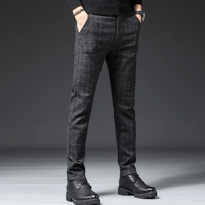 Брюки мужские корейские хлопковые утолщенные Pantalon Homme всесезонные мужские банкетные Свадебные офисные брюки плюс размер брюки карго мужские