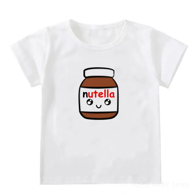 Модная забавная футболка Nutella Kawaii с принтом Детская круглым вырезом для