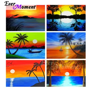 

Ever Moment Diamond Painting Beautiful Sunset Resin Full Square Drills Handmade Embroidery Gift Mosaic Décor Craft 3F2426