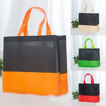

Foldable Shopping Bag Reusable Tote Pouch Folding Travel Shopper Bag Patchwork Fabric Non-Woven Eco Grocery Bag