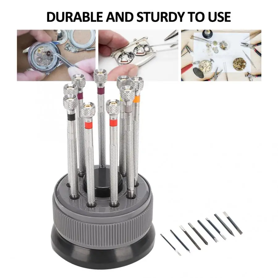 9pcs Watch Screwdriver Set Watch Back Cover Screw Removal Watch Spring Link Pin Repair Maintenance Tool Watch Repairing Tool Kit