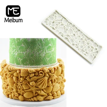 

Meibum Conch Shell Silicone Fondant Cake Mold Starfish Seahorse Chocolate Sugar Craft Wedding Pastry Border Decorating Mould