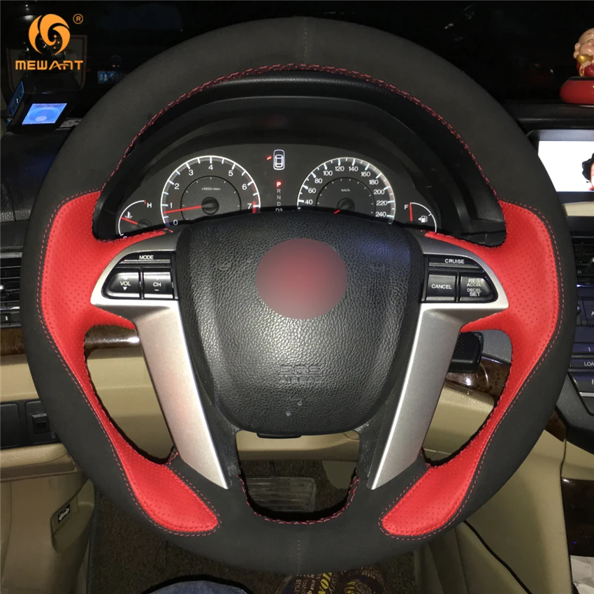 MEWANT красный кожаный черный замшевый чехол рулевого колеса автомобиля для Honda Accord