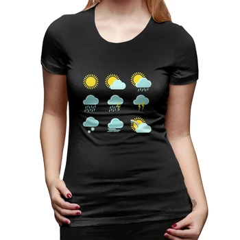 

Weather Meteorogram Clear Rain Summer Fun Letter Printing Casual Fashion Short-sleeved Harajuku Women T-shirt