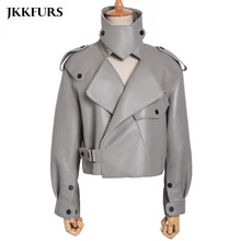 Женская куртка из натуральной кожи, новая мода, 8 цветов, кожаное пальто для женщин, овечья кожа S7547