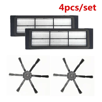 

4pcs/set Replacement 6-arms Side Brushes+Filters for Xiaomi / Roborock s50 S51 S55 S5 S6 Robot Vacuum Cleaner Accessories