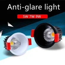 Диммируемый светодиодный анти-без бликов светильник COB Точечный светильник 9 Вт 5 Вт 7 Вт AC85-265V светодиодный светильник потолочный встраиваемый светильник s Внутреннее освещение