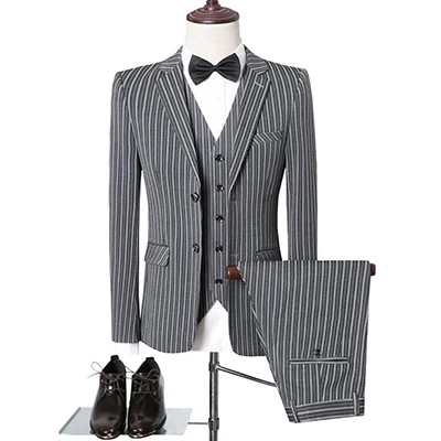 Autumn winter men formal suits sets Slim Fit Office Blazers+Pants+Vest set stripe solid color men casual sets high quality Sets Autumn winter men formal suits sets Slim Fit Office Blazers+Pants+Vest set stripe solid color men casual sets high quality Sets