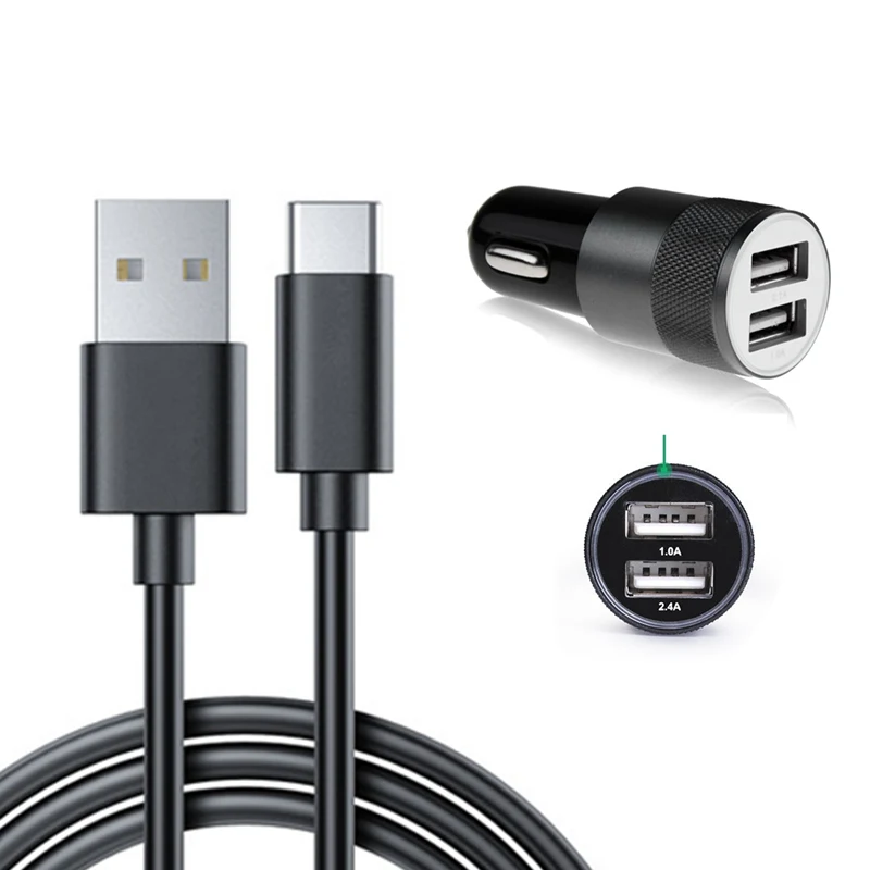 Автомобильное зарядное устройство с двумя USB-портами и кабелем USB Type-C для Xiaomi mi 10